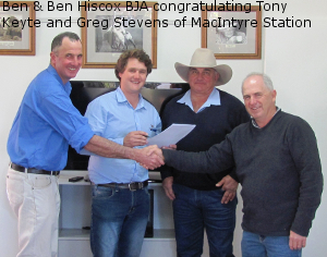 Ben Mayne and Ben Hiscox BJA congratulating Tony Keyte and Greg Stevens of MacIntyre Station